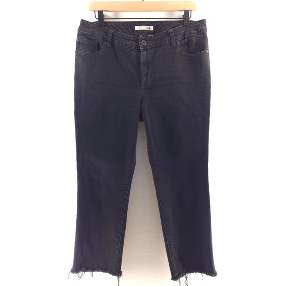 Chico's Denim - Chico's Women Jeans Platinum Size 2 Black Cropped Straight Leg Raw Frayed Hem